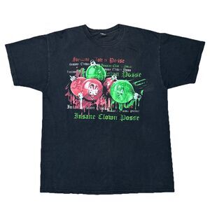 Vintage Y2K Insane Clown Posse Christmas Ornaments Graphic Tshirt Juggalo Large